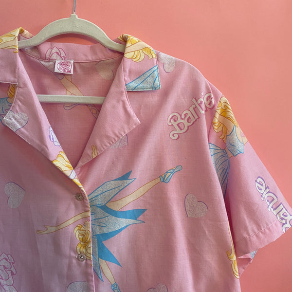 Cropped Shirt made from Reworked Duvet Cover. Size 18