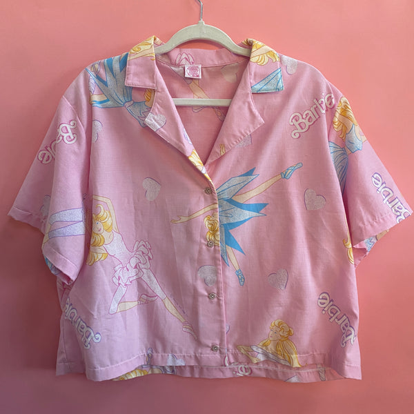 Cropped Shirt made from Reworked Duvet Cover. Size 18