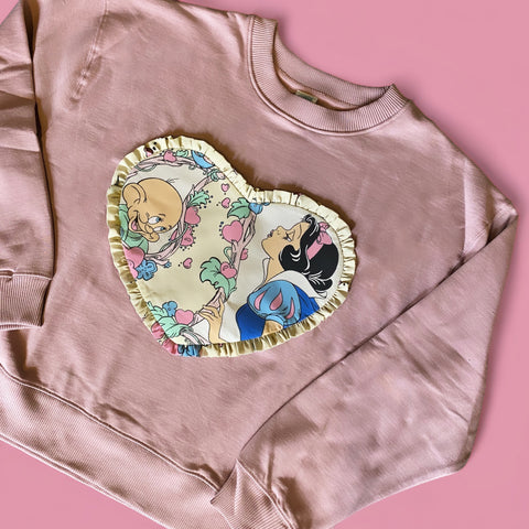 Reworked Heart Duvet Jumper - Size Large