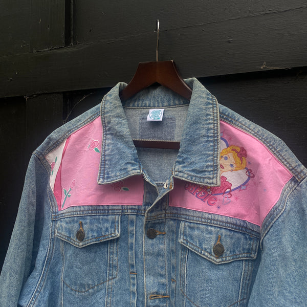 Denim Jacket made with Reworked Duvet Cover.