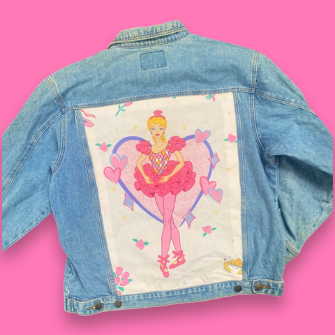 Denim Jacket made with Reworked Duvet Cover.