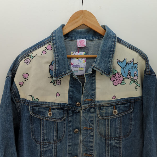 Denim Jacket made with Reworked Duvet Cover.