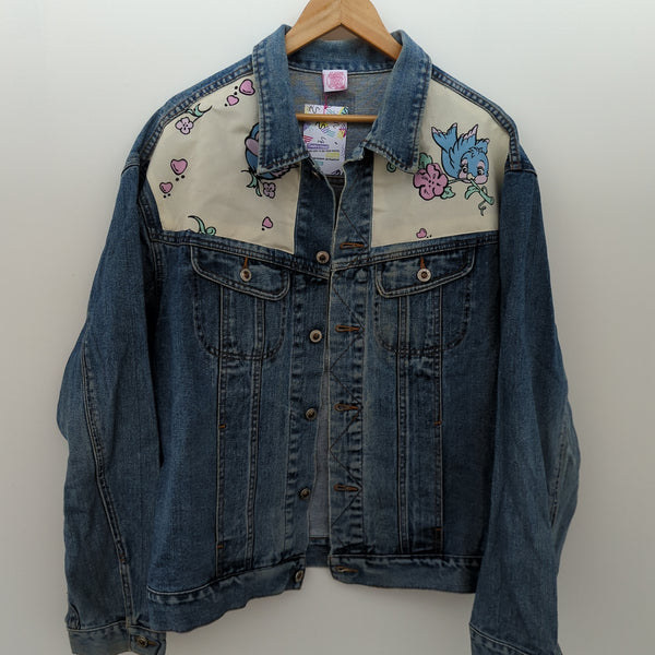 Denim Jacket made with Reworked Duvet Cover.