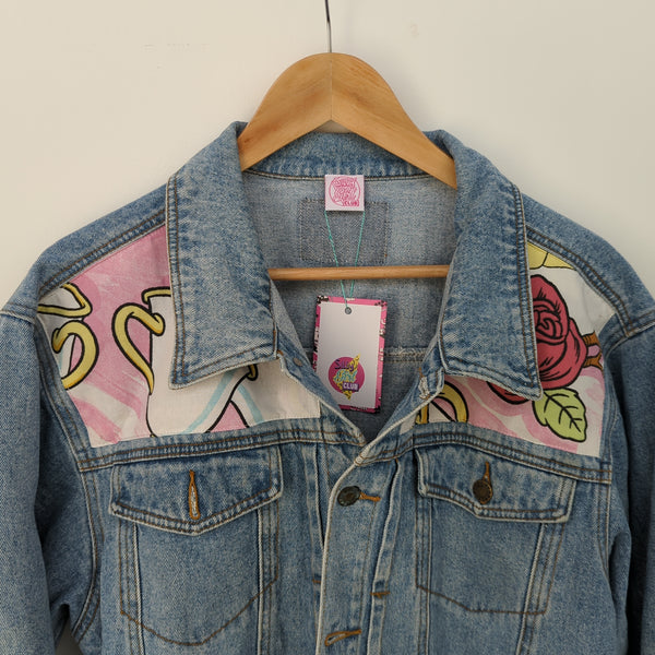 Vintage Denim Jacket made with Reworked Duvet Cover.