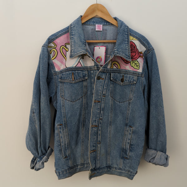 Vintage Denim Jacket made with Reworked Duvet Cover.
