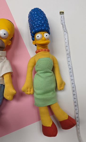 Vtg Homer + Marge Simpson Dolls