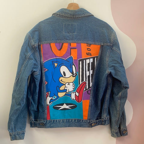 Denim Jacket made with Reworked Duvet Cover.