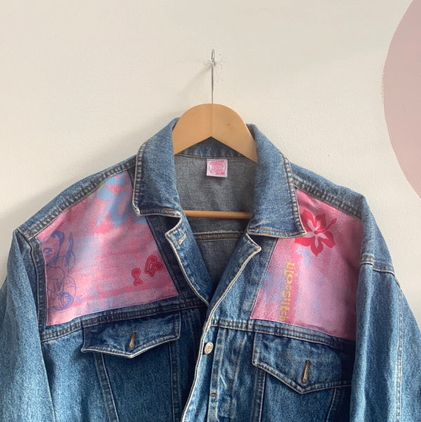 Denim Jacket made with Reworked Duvet Cover.