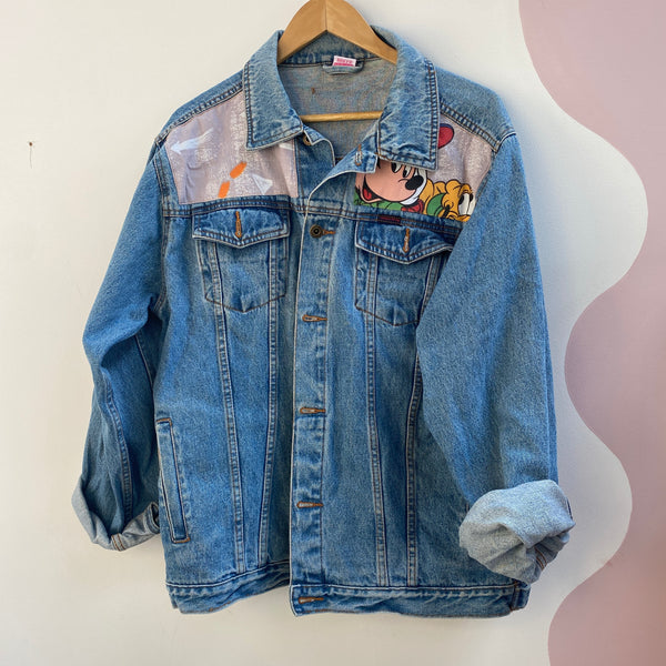 Denim Jacket made with Reworked Duvet Cover.