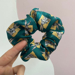 90’s scrunchies - Made from reworked tie material! (Green scrunchie)