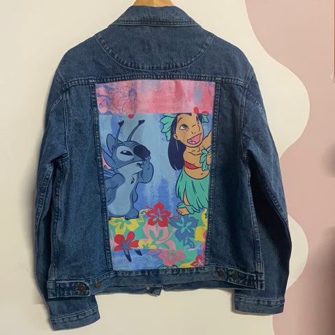 Denim Jacket made with Reworked Duvet Cover.