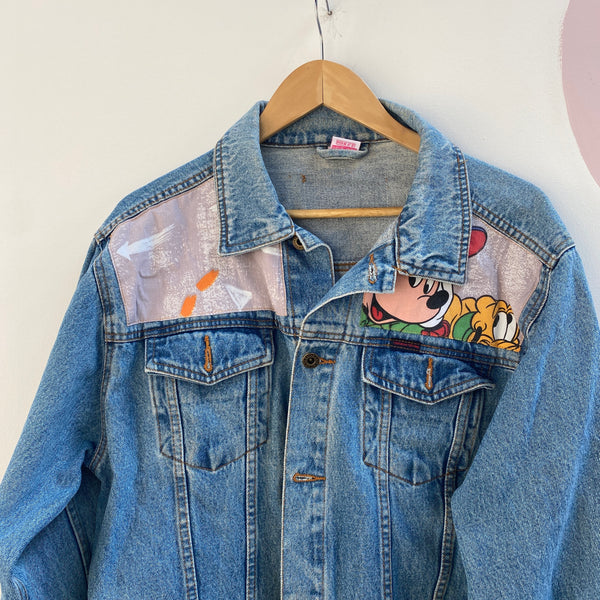 Denim Jacket made with Reworked Duvet Cover.
