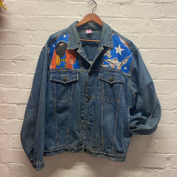 Denim Jacket made with Reworked Duvet Cover.